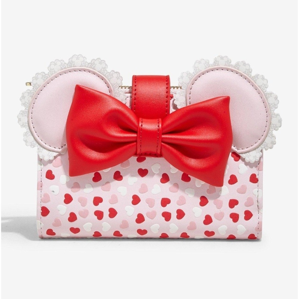 NEW Loungefly Disney Minnie Mouse Valentine Ears Hearts Chocolate Scented Wallet